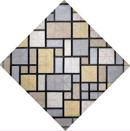 蒙德里安,《网格构成5》，1919年