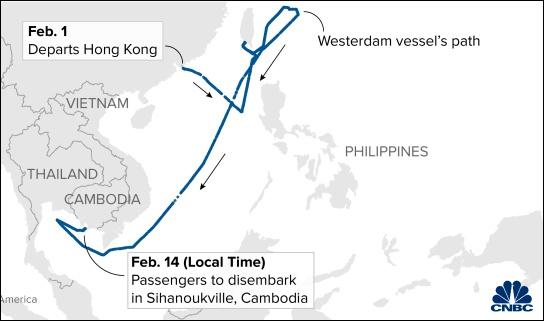 超1200人下船后马来西亚发现1例确诊病例，威士特丹号全球寻人