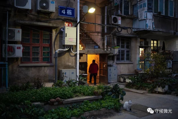 2月17日，湖北省孝感市电信宿舍，傍晚时分，一位老人外出扔垃圾后回家。中青报·中青网记者 李隽辉/摄