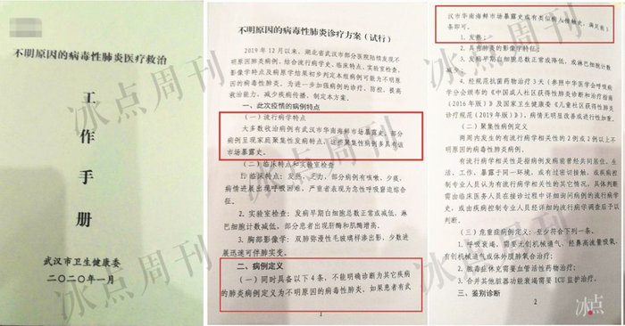 绿皮手册的《不明原因的病毒性肺炎诊疗方案（试行）》。制图/李强