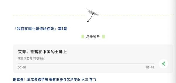 “我们在湖北读诗给你听”第一期网页截图
