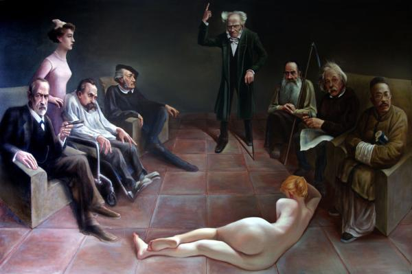 油画《叔本华和他的弟子们》