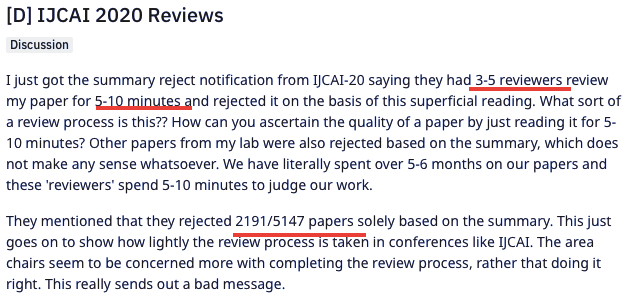 拒稿信内容显示，有近半论文在 summary reject 阶段就被拒绝了。