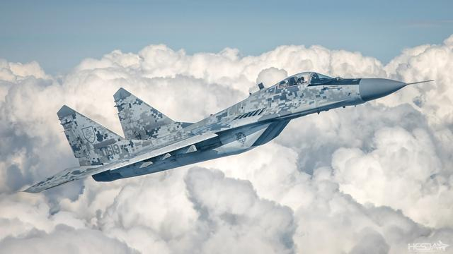 ▲斯洛伐克空军的米格-29战斗机（图片来自水印，航空艺术摄影作品）