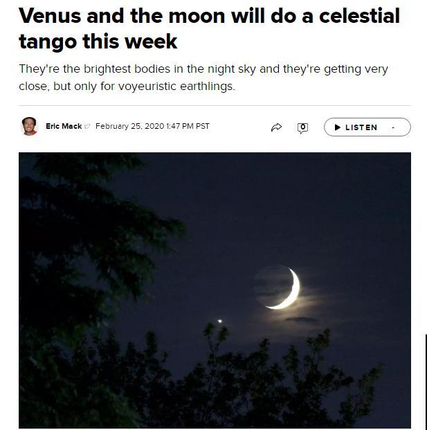 外媒：本周新月和金星将上演一场“天上探戈”
