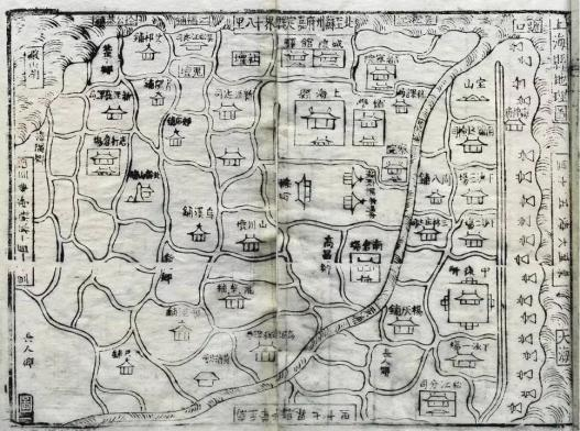 地图上的明代上海县城及县域范围