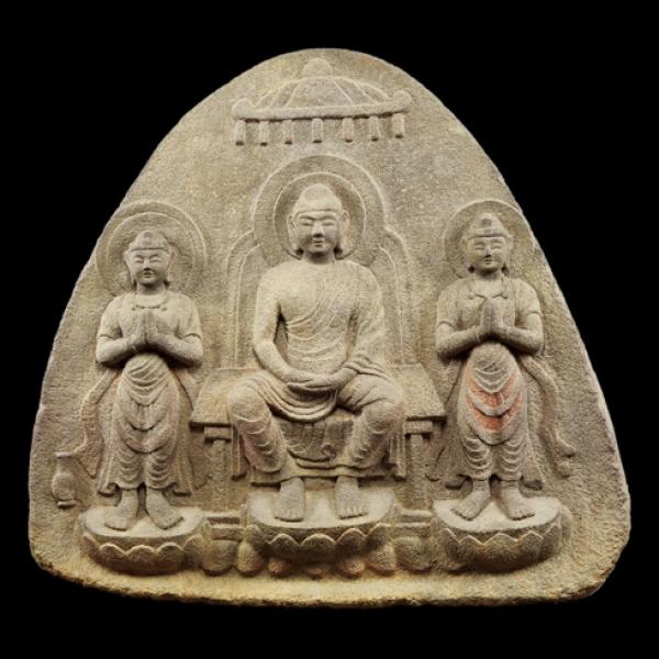 浮雕传药师三尊像，飞鸟~奈良时代（7~8世纪），奈良石位寺藏