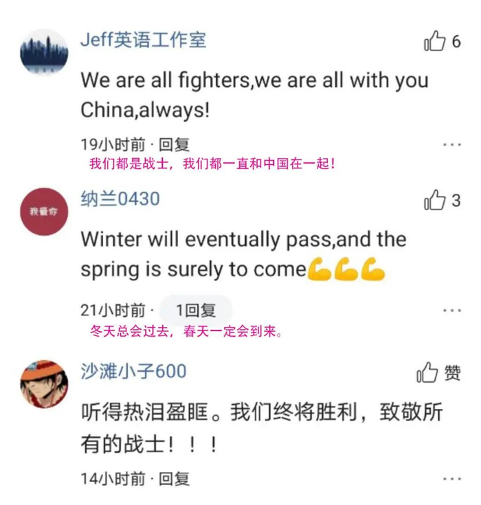 ▲视频下的中外网友评论截图