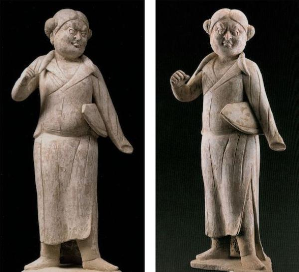 〔图三：1－2〕 唐代胡人背包俑 西安博物院藏