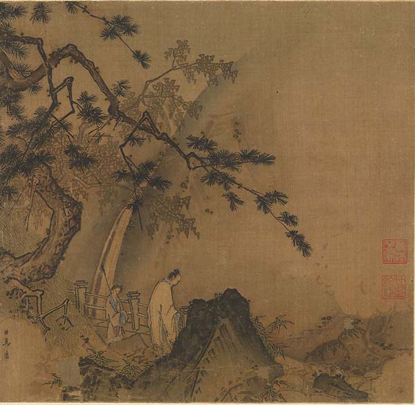 南宋 马远《高士观瀑图》 册页 绢本 12世纪晚期至13世纪早期