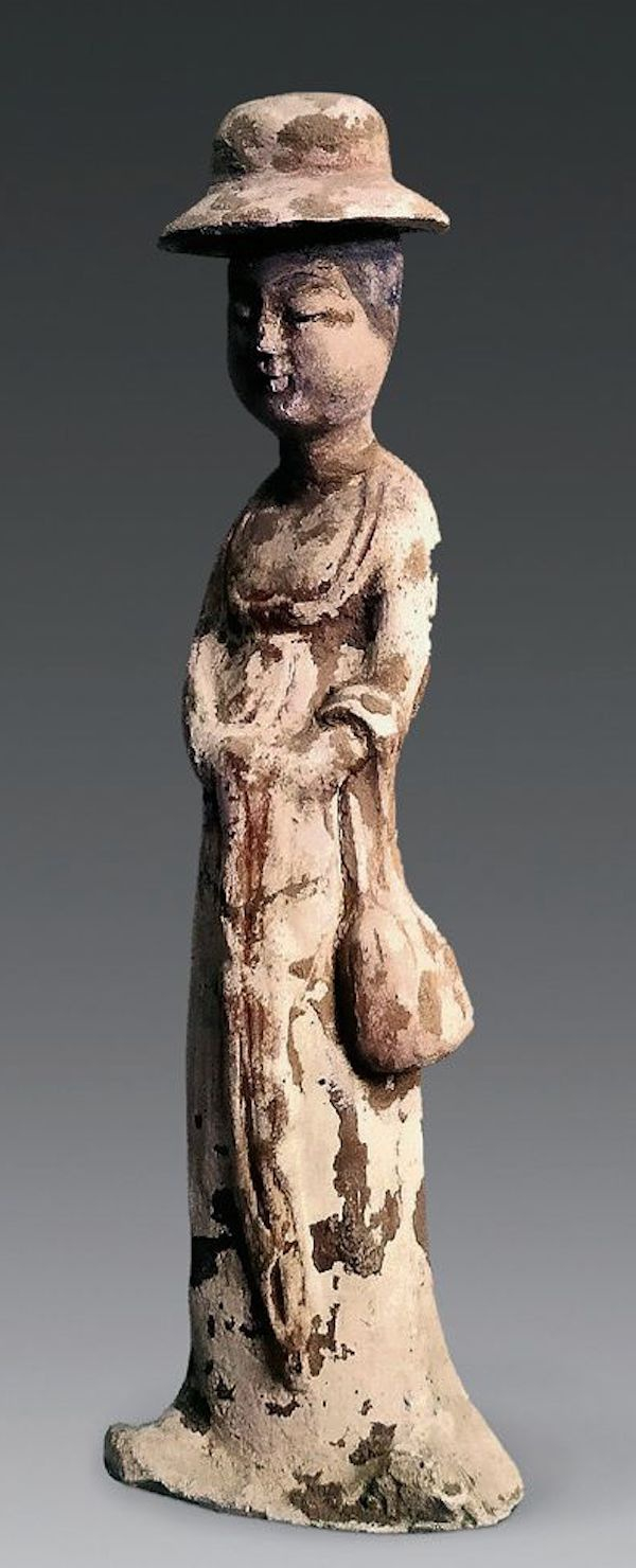 〔图十五〕 唐代挎包女俑 瑞典斯德哥尔摩远东古物博物馆藏
