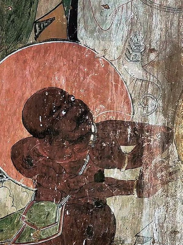 〔图十九〕 山西五台山明代壁画中的挎包金刚力士