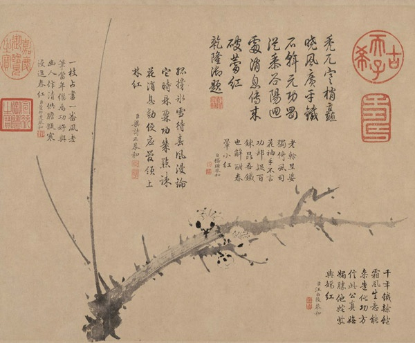 吴镇《墨梅图》（元）