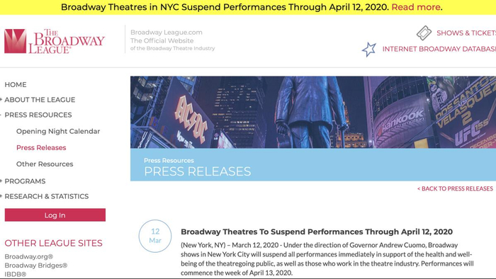  △百老汇官方声明