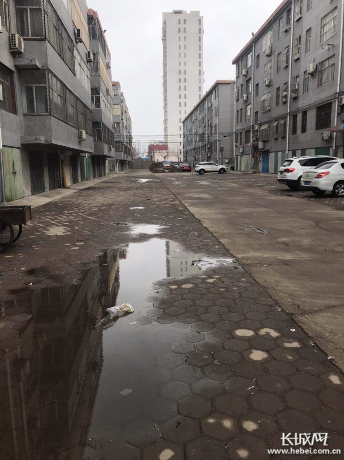 衡水市深州市英才小区内路面坑洼不平致使雨后积水严重。网友供图