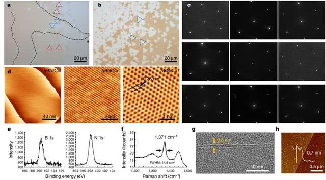 ▲单晶hBN在Cu(111)膜上的生长和原子结构
