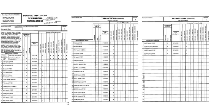 理查德·伯尔的交易单