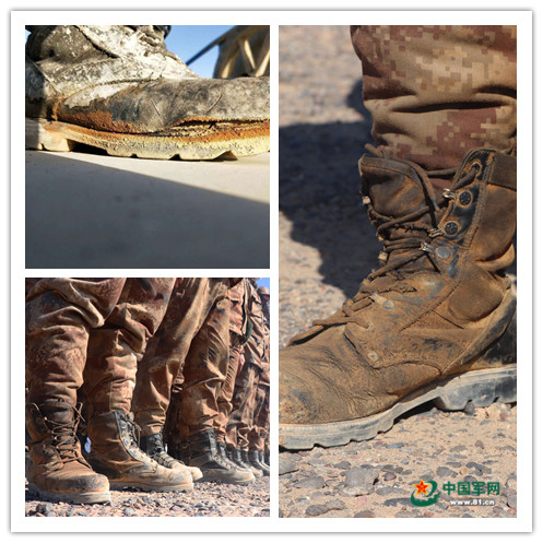 施工队员的鞋子。