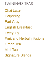 Twinings的茶产品的系列图