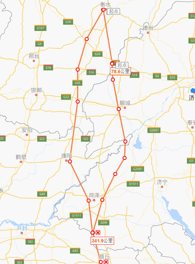 雄商高铁规划初期提出的东线方案（右）、西线方案（左）大体走向图
