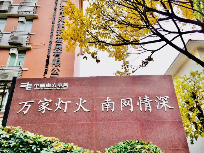 ▲南方电网广东电网能源发展有限公司大门旁的大叶榕，露出了春天的笑脸