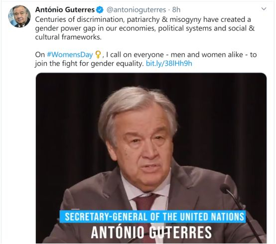 图片来源：联合国秘书长古特雷斯个人推特