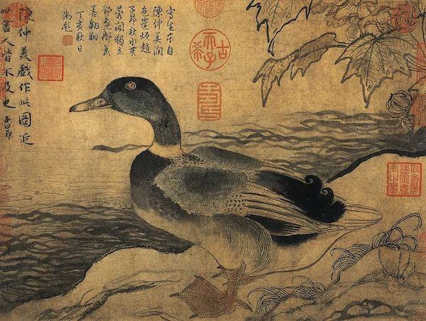 溪凫图 元 陈琳 轴 绢本设色 30.5cm×37.2cm 台北故宫博物院藏