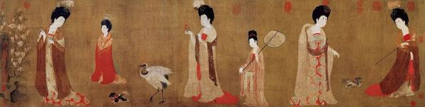 簪花仕女图 唐代 周昉 卷 绢本设色 46.2cm×180cm 辽宁省博物馆藏