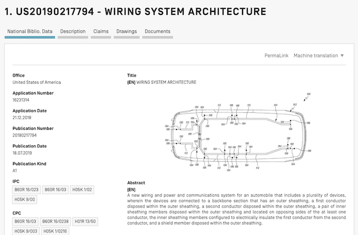 ▲特斯拉取得的线缆排布专利