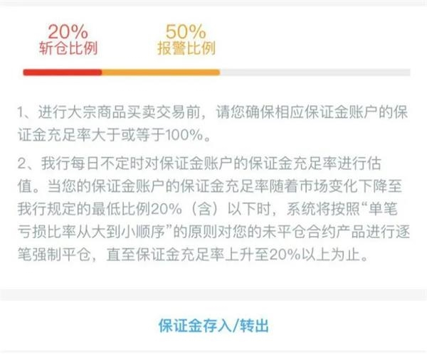 ▲中国银行原油宝大宗商品保证金说明