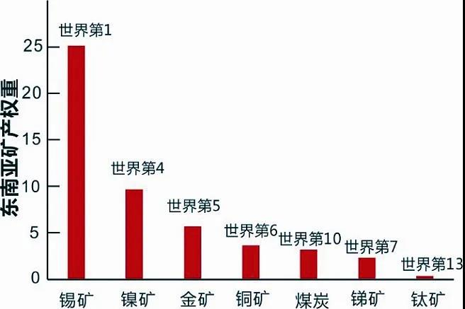 　　图2 东南亚优势矿种权重统计图