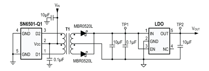 图3：具有稳定输出的隔离式电源的简易电路