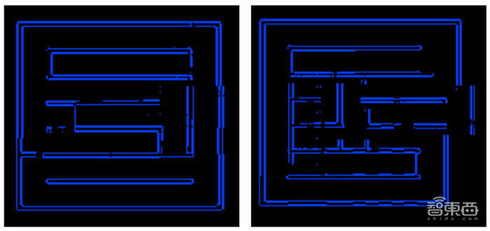 ▲左图为GameGAN正确绘制出迷宫边界，右图为没有正确闭合循环的失败案例