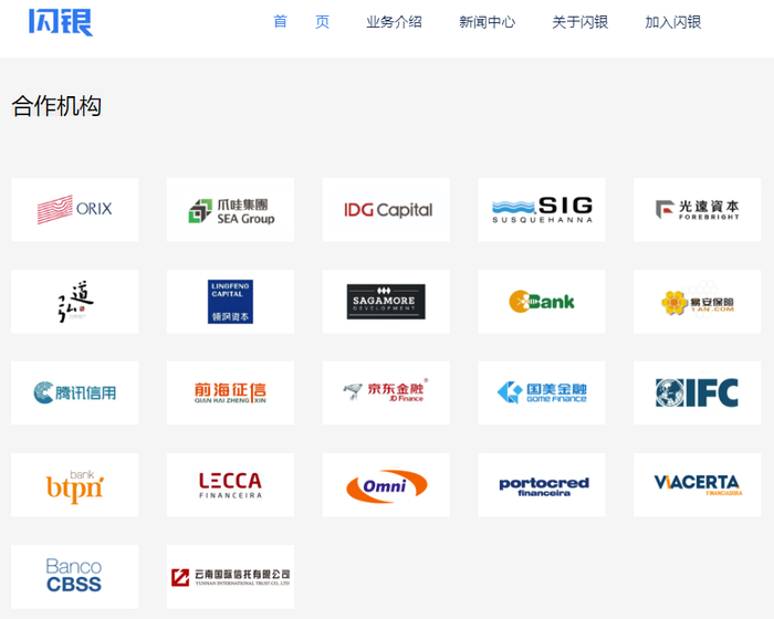 （来源闪银官网：5月28日合作机构截图）