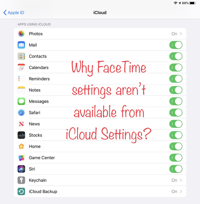iCloud中不能对FaceTime进行设置 | 图片来自Medium