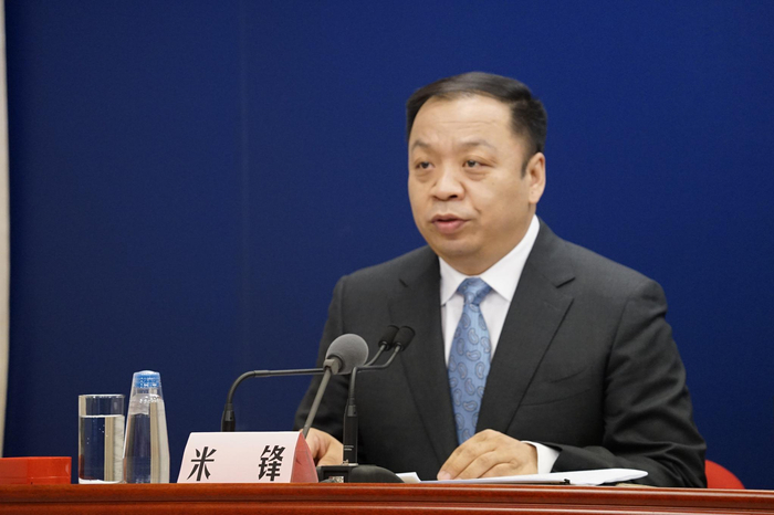 国家卫生健康委新闻发言人、宣传司副司长米锋。央视网记者 刘亮/摄