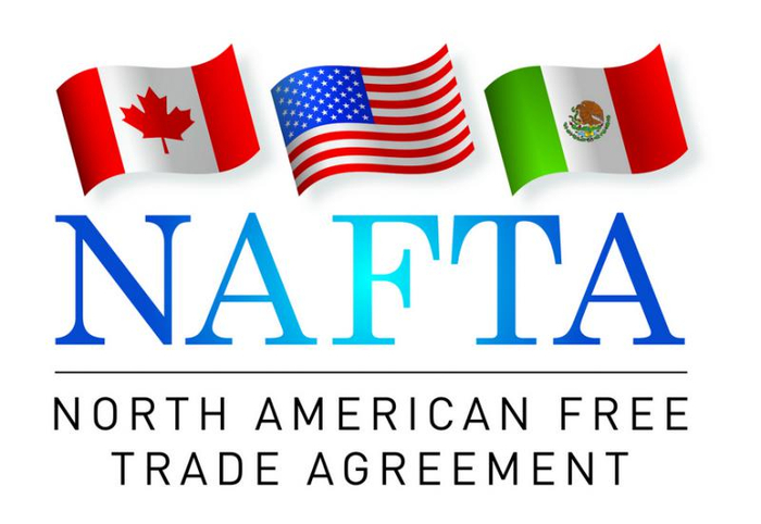  △图为“北美自由贸易协定”（North American Free Trade Agreement，NAFTA）