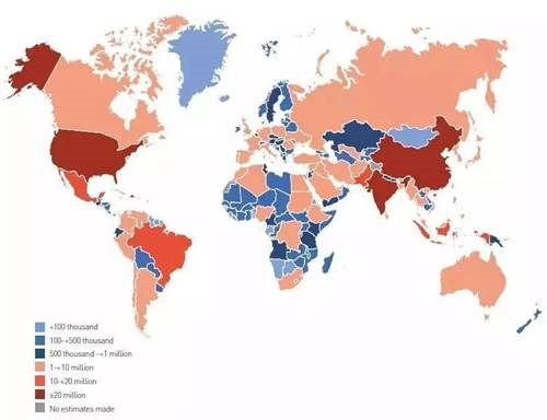 《全球糖尿病地图》显示的患者分布情况，很明显中国是重灾区之一
