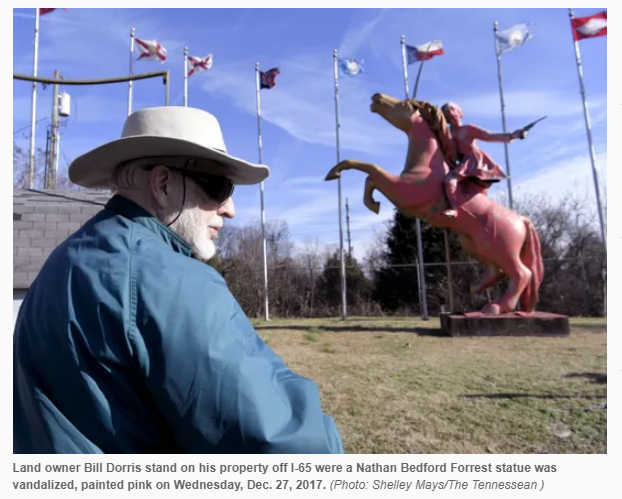 　地方媒体《田纳西人报》对于雕像被刷油漆的报道