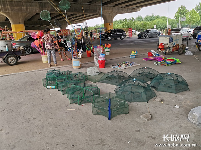 在子龙大桥下方，还有很多摊主摆起了摊位。长城新媒体记者 周亚彬 摄
