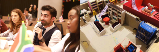 图为 “模拟联合国” 和学员做的My Dream Home项目