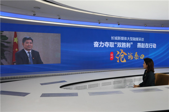 沧州市长梅世彤接受采访。