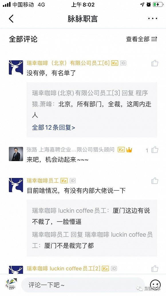 脉脉上的评论 （受访者提供）