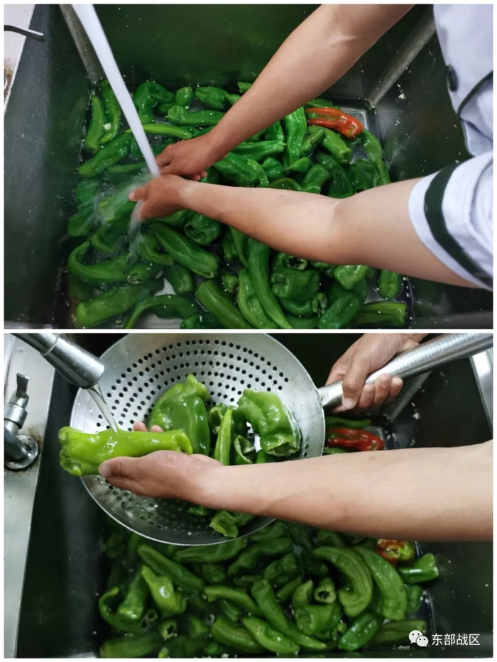 ▲洗菜。