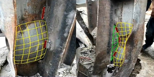 △3月1日，杨金锵组织工人进行加固施工时，又发现3根钢柱出现弯曲变形