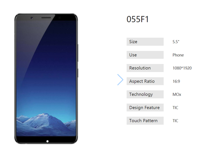 华佳彩的手机屏幕产品，图片来源：华佳彩官网截图