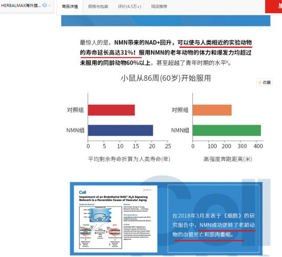 某电商平台NMN商品详情介绍中，提到的NMN研发情况。