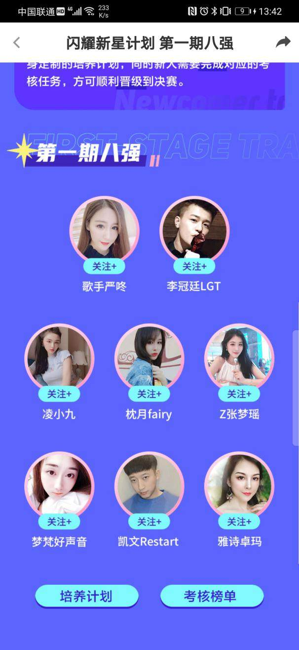 “闪耀新星计划”第一期8强选手