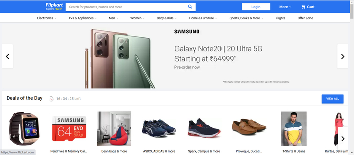 Flipkart首页图，图片来自Flipkart网站