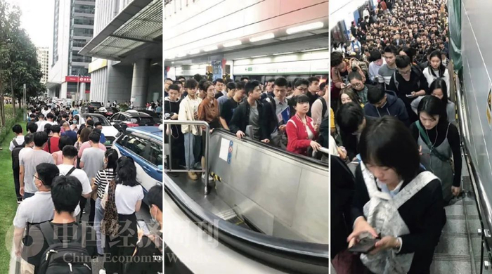 每天早上9点，45万年轻人从四面八方集中涌向粤海街道的212个园区。摄影：《中国经济周刊》记者 邓雅蔓